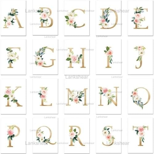 5D Diy Gold Letter Name Diamond Painting Cross Stitch Full Square Round Drill Flower Mosaic Embroidery Art Home Room Decor Gift