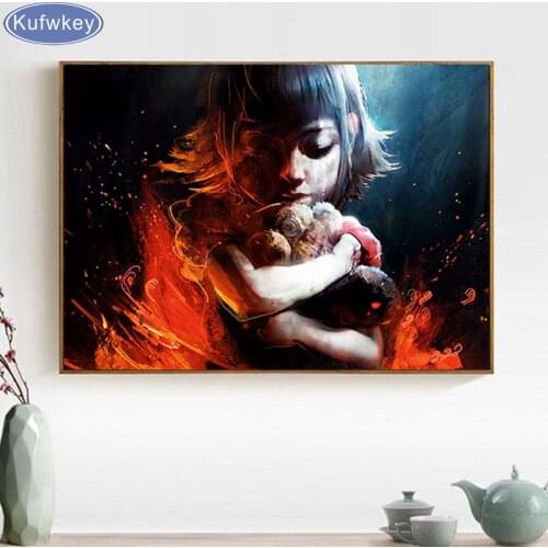 D DIY Full Square Diamond Painting Cross Stitch cartoon game girl 3D Diamond Embroidery Rhinestone Mosaic Home Decoration