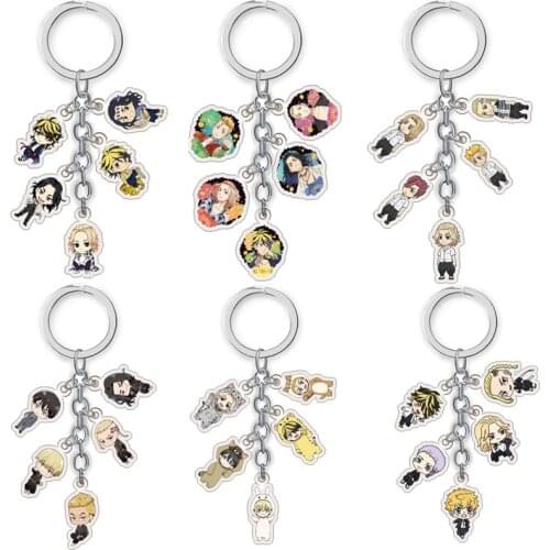 Anime Tokyo Revengers Cosplay Keychain Manjiro Ken Takemichi Hinata Atsushi Chibi Kawaii Pendant Key Ring Fan Collection Gift
