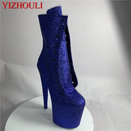 Sexy knight shoes 8 inches high heel sparkles material 20 cm womens shoes custom a variety of color pole ankle boots