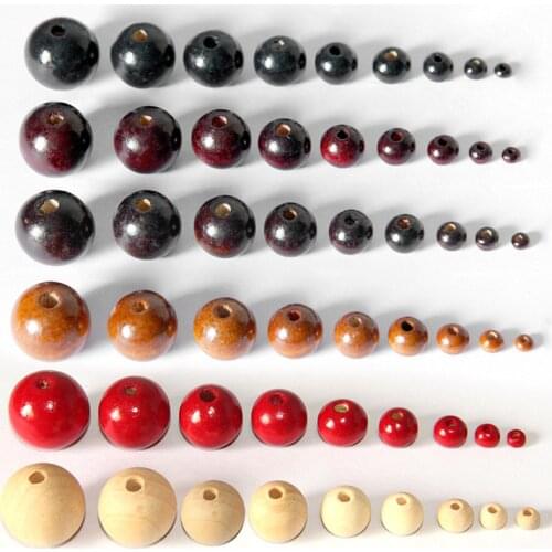 Round Natural Wood 6mm 8mm 10mm 12mm 14mm 16mm 18mm 20mm Loose Beads for DIY Crafts Jewelry Bracelet Making