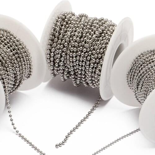 10m/Roll Dia 1.5mm 2mm 2.4mm Beaded Ball Stainless Steel Chain Bulk Jewelry Chains for DIY Necklaces Jewelry Making Supplies