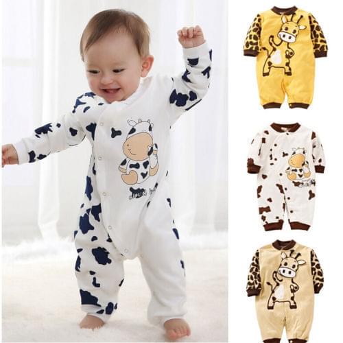 Newborn Baby Boy Girl Clothes Cartoon Cotton Animal Romper Infant kids Cute Jumpsuits Clothing Long Sleeve Rompers 0-24M