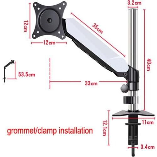 DL-GM110 Desktop17-27" grommet clamp base LCD LED Monitor Holder Arm mechanical Spring Full Motion TV Mount Loading 0-8 kgs