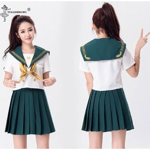 Adult JK Japanese School Uniforms Anime Cospaly Sailor Suit 2 Pcs Sets Tops + Skirt For Girls High School Students Clothes