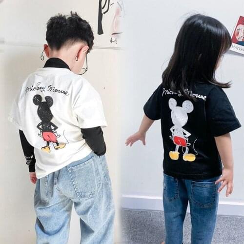Cute Cartoon T Shirt Children Summer Clothing Baby Boy Girl Top Disney Mickey Mouse T-shirts Kids Cotton Short Sleeve T Shirts