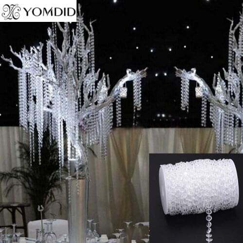1 Pack 10meters Garland Diamond Acrylic Crystal Bead Curtain Wedding DIY Party Event Decor Transparent Multicolor Crystal Bead