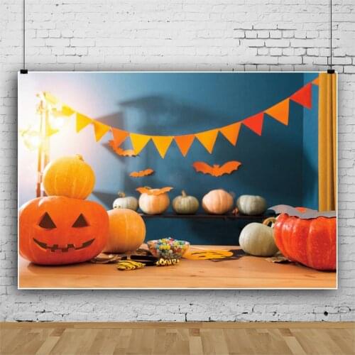 Halloween Simple Pumpkin Orange Flags Portrait Photography Backdrop Kid Party Decor Photo Background Studio Photocall Props