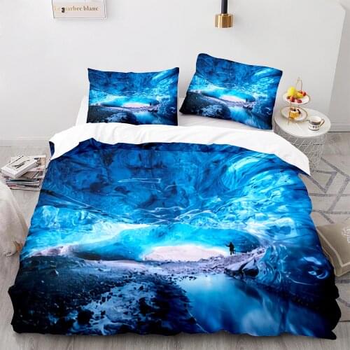Nature Glacier Duvet Cover Sets Quilt Cover Pillowcases 3D Bed Set Queen Size Ice Land Comforter Cover Bedding Set King Size