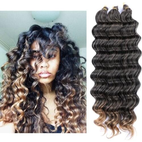 DAIRESS 20" Ocean Wave Braiding Hair Crochet Braids Deep Wave Crochet Hair Extensions Crochet Braiding Hair Crochet Bulk Hair