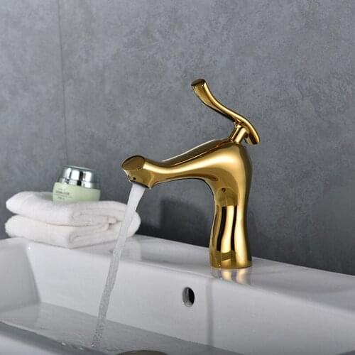 Basin Faucet Gold Brass Bathroom Sink Mixer Tap Cold and Hot Wash Basin Faucet Elegant Crane For Bathroom Deck Mounted Taps