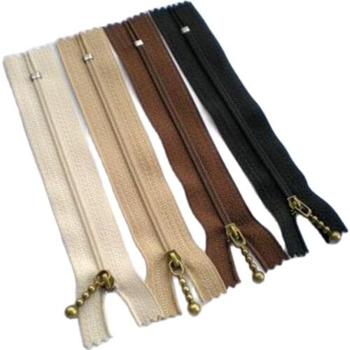 2PCS 12/15/20/25CM Metal Bronze Teenth 3# Nylon Fabric Zippers Waterdrop Slider Puller For Bag Purse Diy Craft Accessories