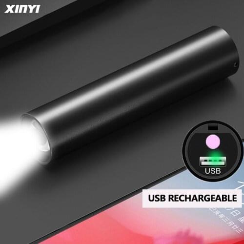 Mini USB Rechargable LED Flashlight Built-in battery 3Lighting Modes WaterproofTorch Stylish Portable Suit for Night Lighting