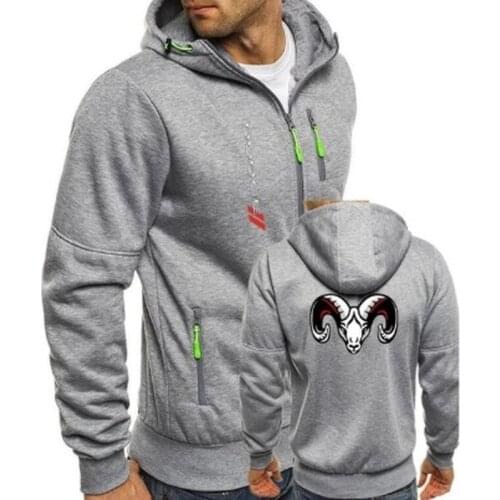 Mens Hoodies Tracksuit Autumn Winter Drawstring Pocket Bomber Hooded Sweatshirt Long Sleeve Zip Coat for Dodge RAM Male Jacket