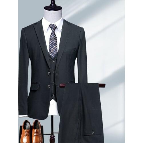 2022 Mens Solid Color Suit Suit Spring and Autumn New Youth Professional Best Man Wedding Clothes Suit Three-Piece Suit
