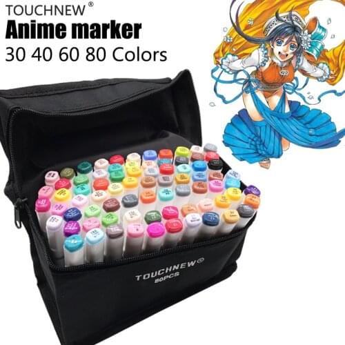 TOUCHNEW 80colors Alcohol Based Markers Set Twin Smooth Ink Sketch Marker Finecolour Dessin Anime Color Markers Drawing Pens