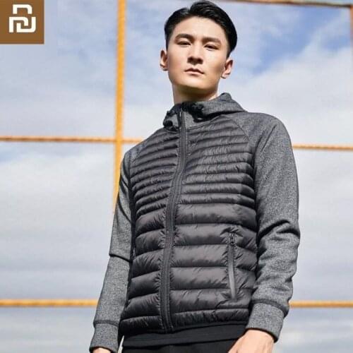 Youpin New Mens stitching sports cotton suit Casual autumn and winter coat mens hooded Slim warm down coat
