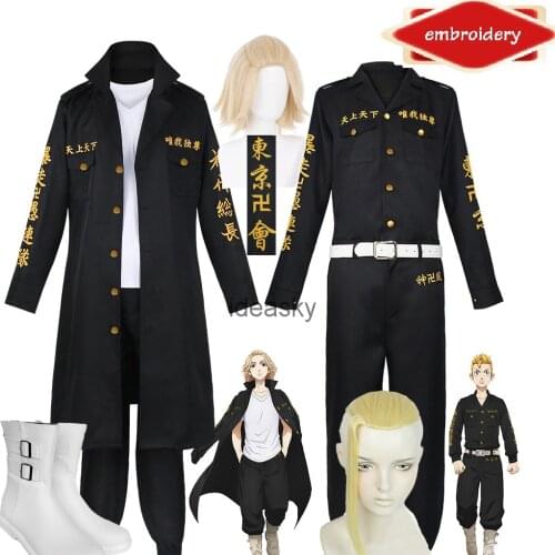 Manga Tokyo Revengers Cosplay Costume wig Boots Manjiro Sano Ken Ryuguji Takemichi Hanagaki Tokyo Manji Gang Uniform Outfit