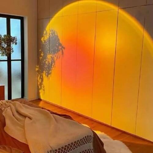 USB Button Rainbow Sunset Projector Lamp Atmosphere Led Night Light Home Coffe Shop Background Wall Home Decoration Color Lamp
