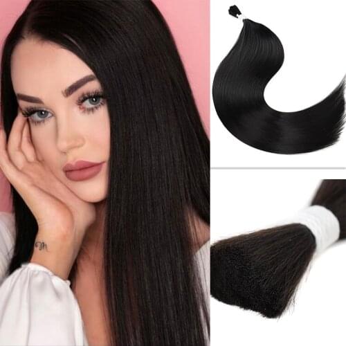 Synthetic Bulk Straight Hair Extensions For Braids Bundles 28 Inch Black Brown Blonde No Weft Fake Fair Extensions For Women