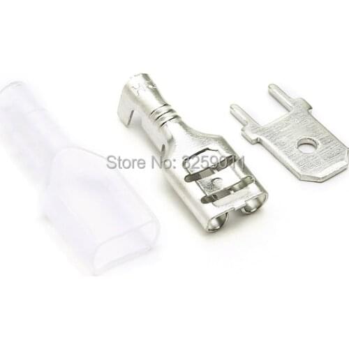 100PCS 6.3mm Brass Wire Connector Electric Lighting use for Automotive Boat Car Speaker Circuit Joints Copper Terminal Block