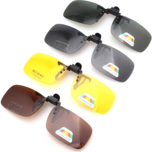 4 Color Brand Sunglasses Clip on Polarized Sun Glasses Driving Eyeglasses Grey Clip Sunglasses and Yellow Night Vision Glasses