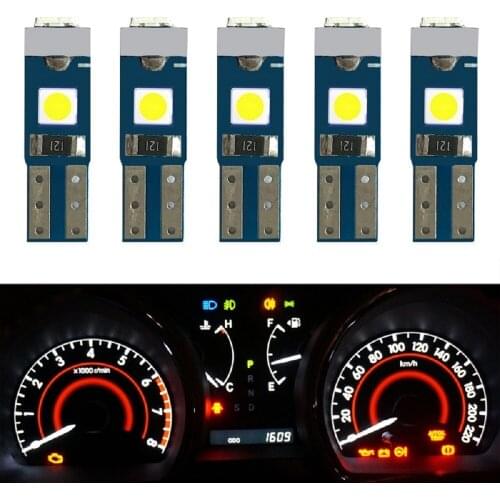 100pcs T5 Led Bulb 3SMD 3030 Chips Super Bright W3W W1.2W Car Dashboard Instrument Panel Lamp Warming Indicator Wedge Light 12V
