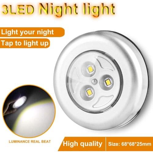 LED Under Cabinet Lights Wireless Infrared Night Light Battery Powered Touch Switch Stair Wardrobe Lamp Silver 3 LED Lamp