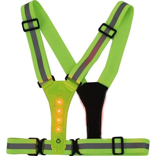 LED Cycling Vest High Visibility Outdoor Running Cycling Reflective Safety Vest Adjustable Elastic Strap Drop Shipping