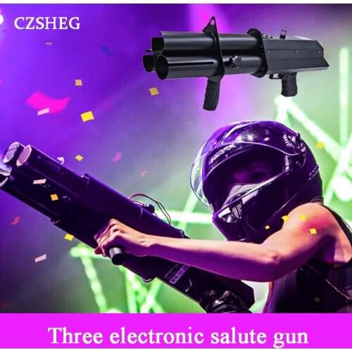 Three barrels of electronic salute confetti gun trigger gun spray gun wedding dj stage equipment celebration atmosphere props