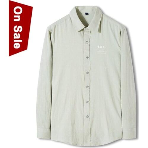 Spring Shirts For Men Long Sleeve Solid Cotton Mens Casual Shirts Male Boy Summer Fashion White Green Blue Non-Iron Slim #820