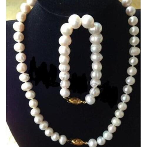 Can select colour Hot sale new Style Womens jewelry New 8-9MM WHITE FRESHWATER PEARL NECKLACE17INCH Bracelet7.5