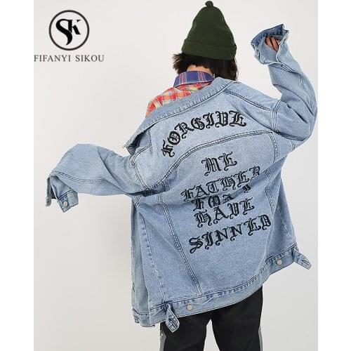 Embroidery Denim jackete women Spring Basic coat Fashion Single Breasted jeans jacket women Loose Plus size Vintage Denim coat