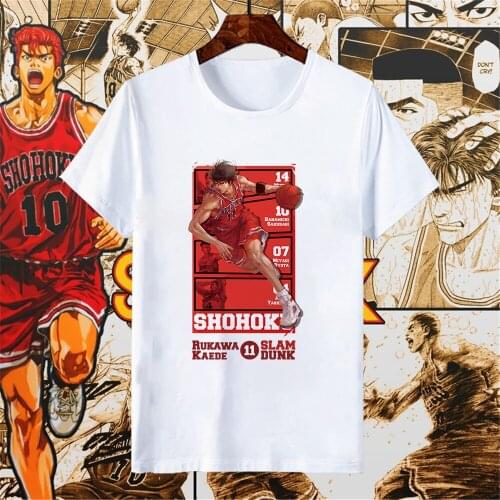2021 Japanese Fashion Anime Slam Dunk Women T-shirt Streetwear Rukawa Kaede Print O-Neck White Short Sleeve Casual Tee Tops