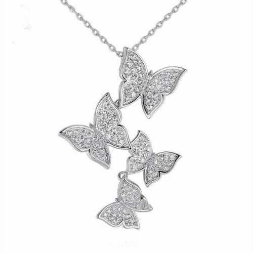 LUKENI Luxury Zircon Butterfly Female Pendant Necklace For Women Accessories Charm Silver 925/Gold Clavicle Necklace Girls Bijou