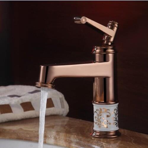 Golden Classic all-copper hot and cold basin faucet hole sitting genuine gold-plated ceramic audience basin faucet washing hands