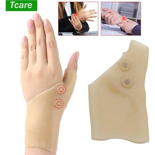 Tcare 1 Piece New Magnetic Therapy Wrist Hand Thumb Support Gloves Silicone Gel Arthritis Pressure Corrector Massage Pain Relief
