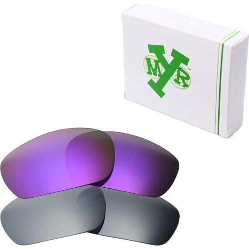 2 Pairs Mryok POLARIZED Replacement Lenses for Oakley Jawbone Sunglasses Silver Titanium & Plasma Purple