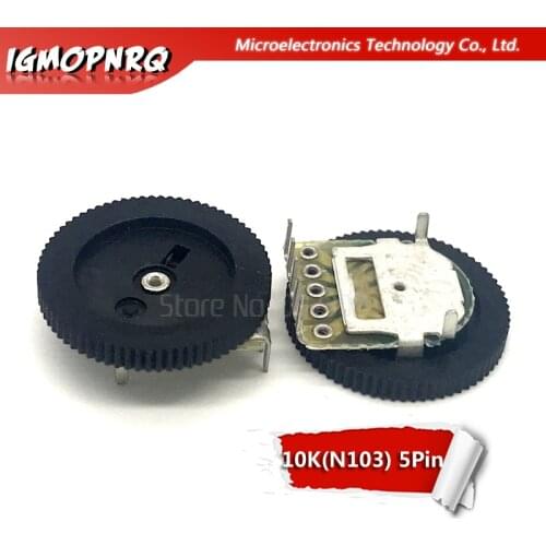 5pcs Double Gear tuning potentiometer B103 10K 5Pin 16*2mm Dial Potentiometer