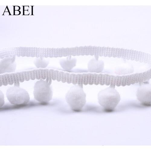 5Yards 25mm White Lace Ribbon Knitted Pompom Fringe Ribbon DIY Wedding Party Dress Trims Sewing Garment Accesories Pom pom lace