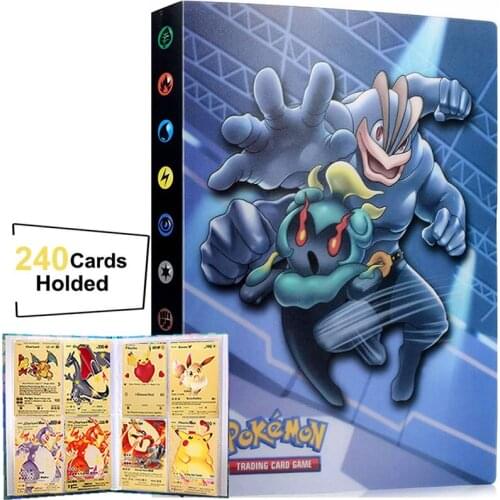 Album Pokemon Cards Book 240Pcs Playing Game Binder Liver Pokémon Anime Trainer Map Card Collectible Holder Folder Kids Toy Gift
