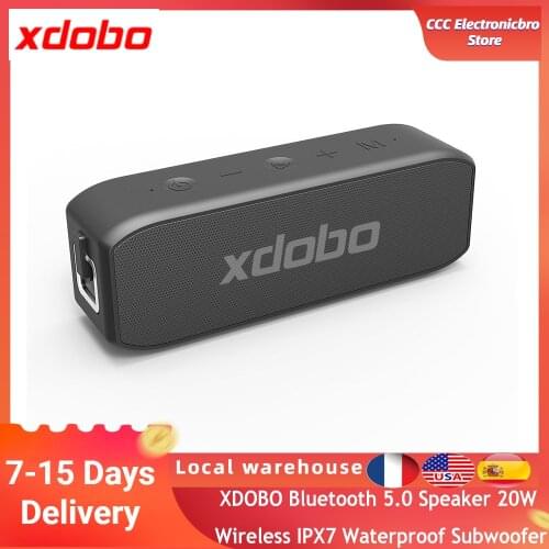 XDOBO Bluetooth 5.0 Speaker 20W Wireless IPX7 Waterproof Subwoofer Outdoor Portable HiFi Music AUX Audio Loud Speaker