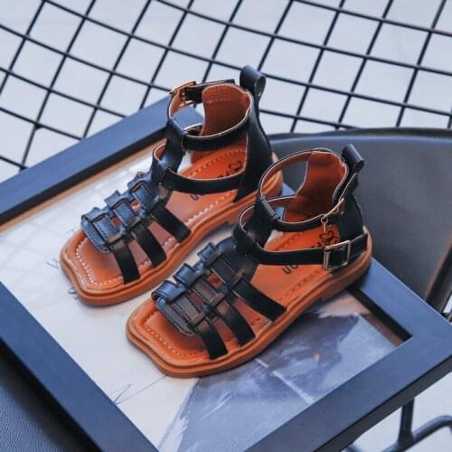 Childrens Sandals 2021 Summer New Roman Shoes High Top Sandals Little Girl Princess Shoes Baby Walking Shoes