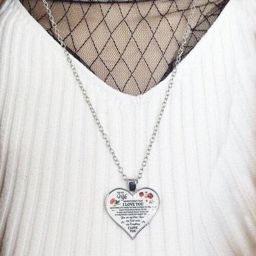 To My Family Love Pendant Sweater Necklace for Valentines Day Letter Printed Heart Shape Pendant Necklace TT@88