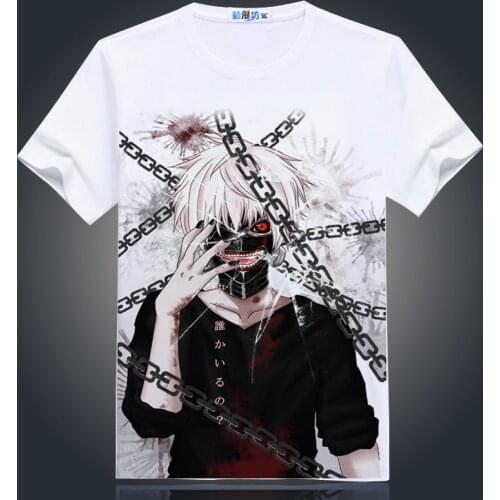 Japanese Anime Tokyo Ghoul Cosplay T Shirt Cartoon Kaneki Ken Touka Kirishima Printed Summer T-Shirt Women/Men Top Tee Costume