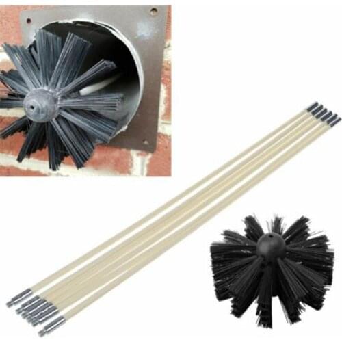 Flexible Chimney Cleaner Brush 6pcs Rods + 1pc Brush Head Sweep Rotary Fireplaces Inner Wall Cleaning Brush Chimneys Accessories
