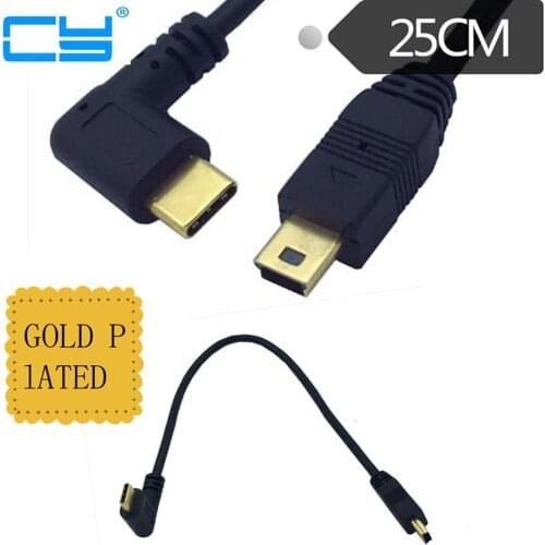 USB 3.1 90 DegreHost OTG Type C Male to mini USB B Male Adapter Cable For Mobile Hard HUB Camera for Macbook & Google Chromebook