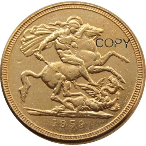 1959 REGINA FD ELIZABETH II DEI GRATIA GOLD PLATED 1 SOVEREIGN COPY COINS