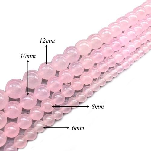 Natural Stone Pink Chalcedony Round Loose Charm BeadsFitMulti-purpose Jewelry Making 6 8 10 12MMPick Size J299