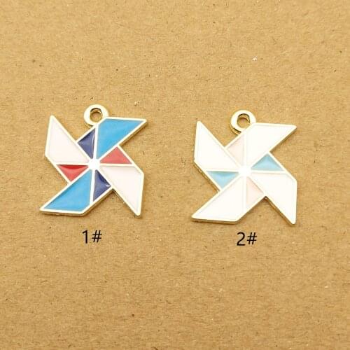 10pcs 15x15mm enamel windmill charm for jewelry making and crafting cute earring pendant bracelet necklace charms